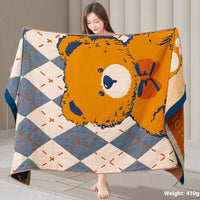 HKM-790099 Four-Layer Cotton Gauze Bath Towel - Soft, Quick-Drying, and Water-Absorbing - Available in Blue Bear or Leap Secret Rabbit Design (160 x 80 cm)