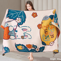 HKM-790099 Four-Layer Cotton Gauze Bath Towel - Soft, Quick-Drying, and Water-Absorbing - Available in Blue Bear or Leap Secret Rabbit Design (160 x 80 cm)