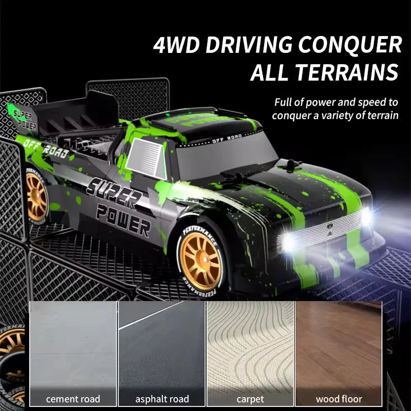 HKM-790099 High-Speed 2.4G Remote Control Drift Truck with Spray and LED Lights for Kids