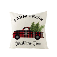 HKM-790227 Nordic Plaid Linen Cushion Cover - Christmas Design, 45x45cm, Soft PP Cotton Filling
