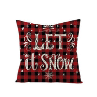 HKM-790227 Nordic Plaid Linen Cushion Cover - Christmas Design, 45x45cm, Soft PP Cotton Filling