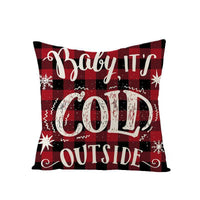 HKM-790227 Nordic Plaid Linen Cushion Cover - Christmas Design, 45x45cm, Soft PP Cotton Filling