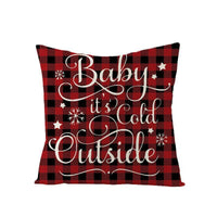 HKM-790227 Nordic Plaid Linen Cushion Cover - Christmas Design, 45x45cm, Soft PP Cotton Filling