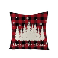 HKM-790227 Nordic Plaid Linen Cushion Cover - Christmas Design, 45x45cm, Soft PP Cotton Filling