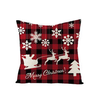 HKM-790227 Nordic Plaid Linen Cushion Cover - Christmas Design, 45x45cm, Soft PP Cotton Filling
