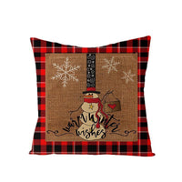 HKM-790227 Nordic Plaid Linen Cushion Cover - Christmas Design, 45x45cm, Soft PP Cotton Filling