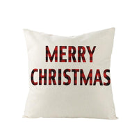 HKM-790227 Nordic Plaid Linen Cushion Cover - Christmas Design, 45x45cm, Soft PP Cotton Filling
