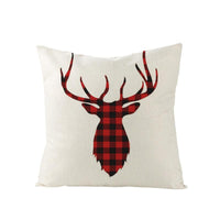HKM-790227 Nordic Plaid Linen Cushion Cover - Christmas Design, 45x45cm, Soft PP Cotton Filling