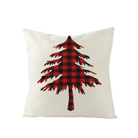 HKM-790227 Nordic Plaid Linen Cushion Cover - Christmas Design, 45x45cm, Soft PP Cotton Filling