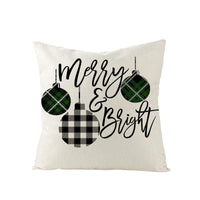 HKM-790227 Nordic Plaid Linen Cushion Cover - Christmas Design, 45x45cm, Soft PP Cotton Filling