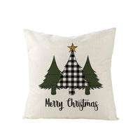 HKM-790227 Nordic Plaid Linen Cushion Cover - Christmas Design, 45x45cm, Soft PP Cotton Filling