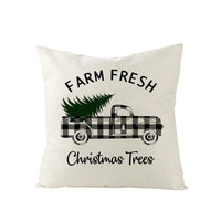 HKM-790227 Nordic Plaid Linen Cushion Cover - Christmas Design, 45x45cm, Soft PP Cotton Filling