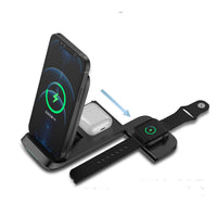 HKM-790419 Three-in-One Foldable Wireless Charger with Type-C Input - Black & White