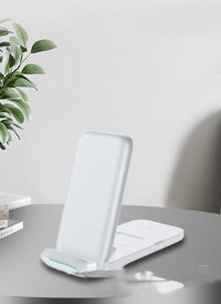 HKM-790419 Three-in-One Foldable Wireless Charger with Type-C Input - Black & White