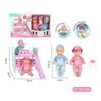 HKM-790483 11.5 Inch Doll Crib with Accessories for Educational Play, Fits Baby Dolls, Ideal for Ages 2-4