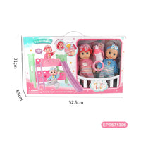 HKM-790483 11.5 Inch Doll Crib with Accessories for Educational Play, Fits Baby Dolls, Ideal for Ages 2-4