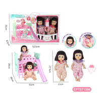 HKM-790483 11.5 Inch Doll Crib with Accessories for Educational Play, Fits Baby Dolls, Ideal for Ages 2-4