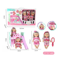 HKM-790483 11.5 Inch Doll Crib with Accessories for Educational Play, Fits Baby Dolls, Ideal for Ages 2-4