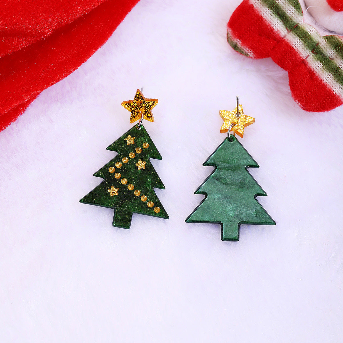 KTX-790483 Holiday Acrylic Earrings Set with Alpaca, Dinosaur, Cactus, and Gingerbread Designs