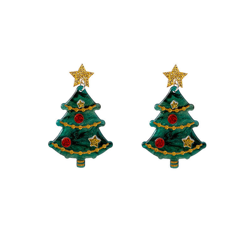 KTX-790483 Holiday Acrylic Earrings Set with Alpaca, Dinosaur, Cactus, and Gingerbread Designs