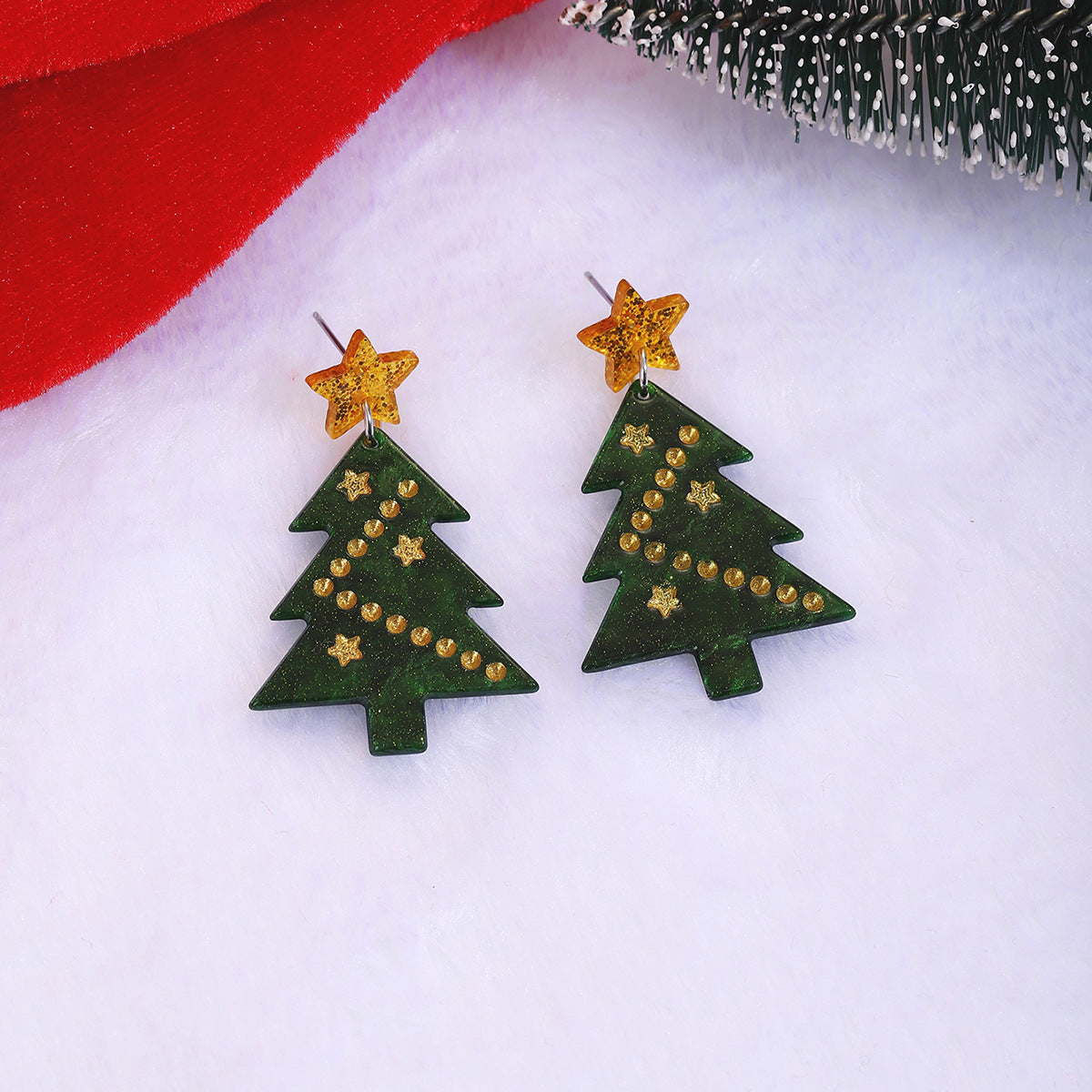 KTX-790483 Holiday Acrylic Earrings Set with Alpaca, Dinosaur, Cactus, and Gingerbread Designs