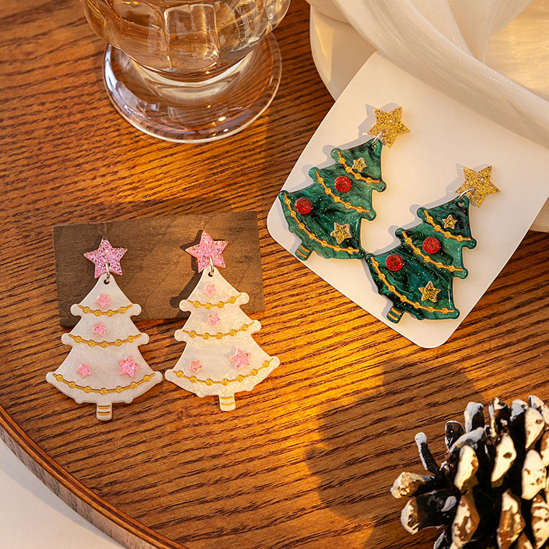 KTX-790483 Holiday Acrylic Earrings Set with Alpaca, Dinosaur, Cactus, and Gingerbread Designs