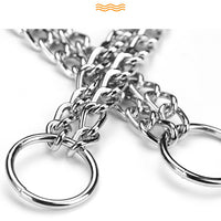 HKM-790547 Chrome-Plated Double-Row Chain Dog Collar - Durable Iron, 2.0mm, 2.5mm, 3.0mm Options
