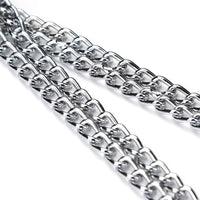 HKM-790547 Chrome-Plated Double-Row Chain Dog Collar - Durable Iron, 2.0mm, 2.5mm, 3.0mm Options