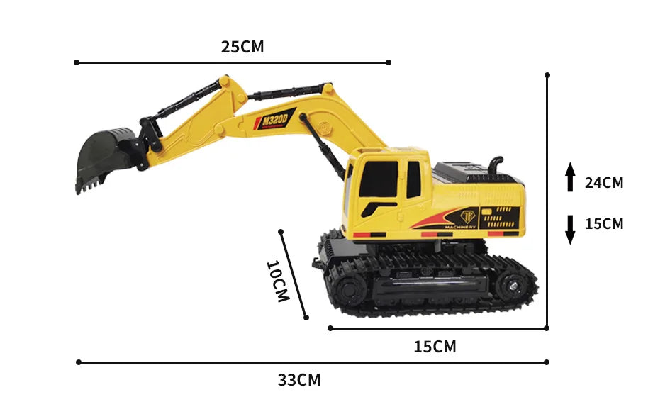 HKM-790675 RC Excavator Toy with Music and Light - Remote Control Construction Vehicle for Kids