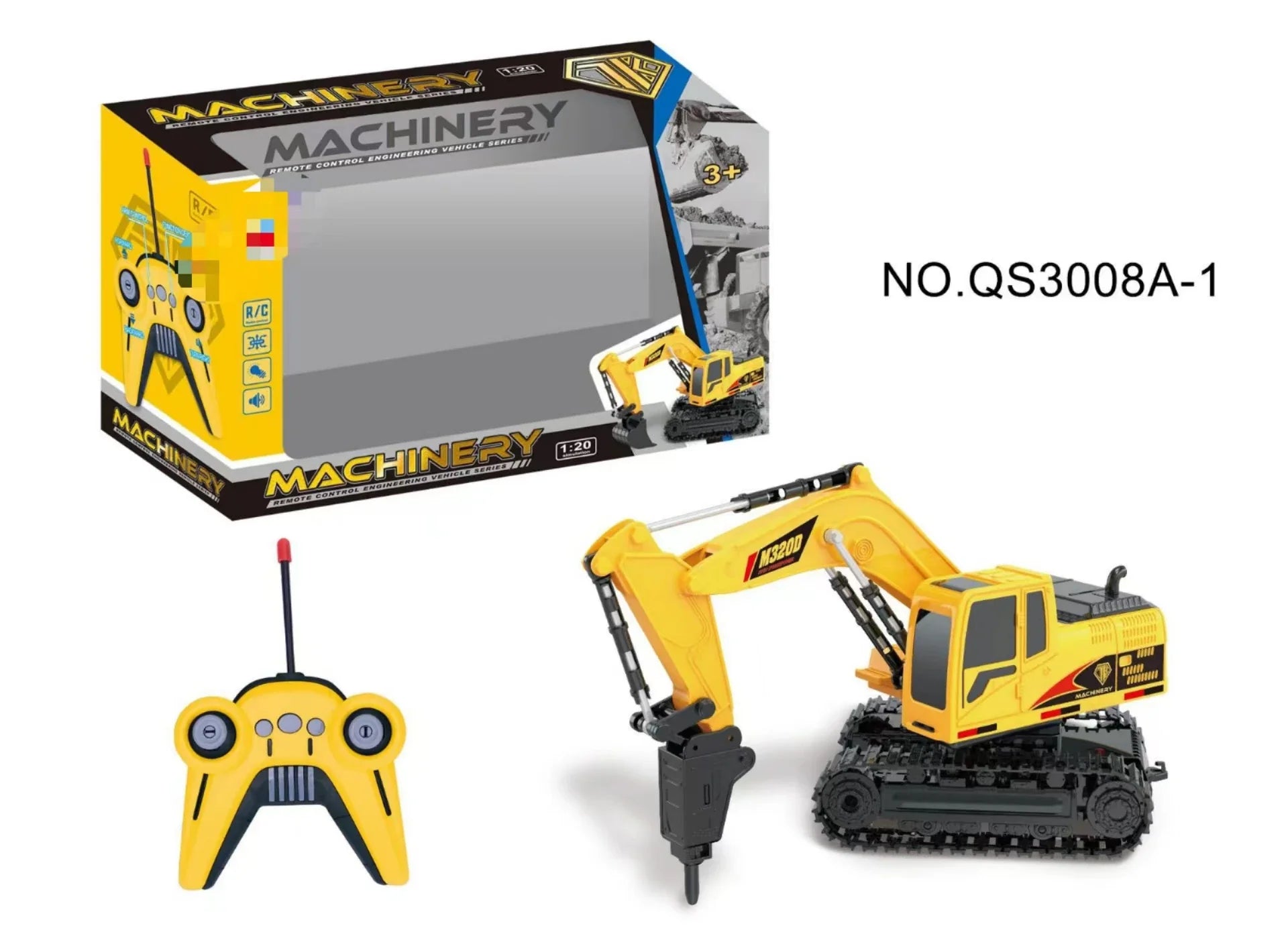 HKM-790675 RC Excavator Toy with Music and Light - Remote Control Construction Vehicle for Kids
