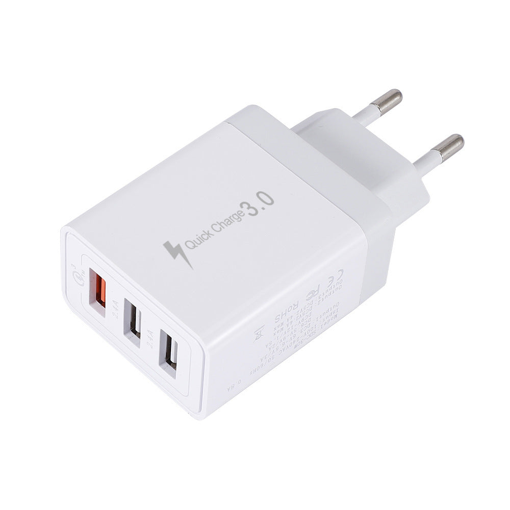 HKM-790739 Universal Fast Charging 3-USB Wall Charger - Compatible with EU, US, UK Standards