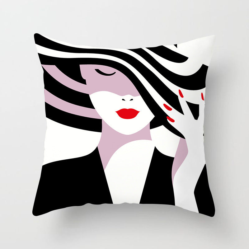 HKM-790803 Super Soft Printed Cushion Cover in Brushed Cloth and Imitation Linen, 45x45cm