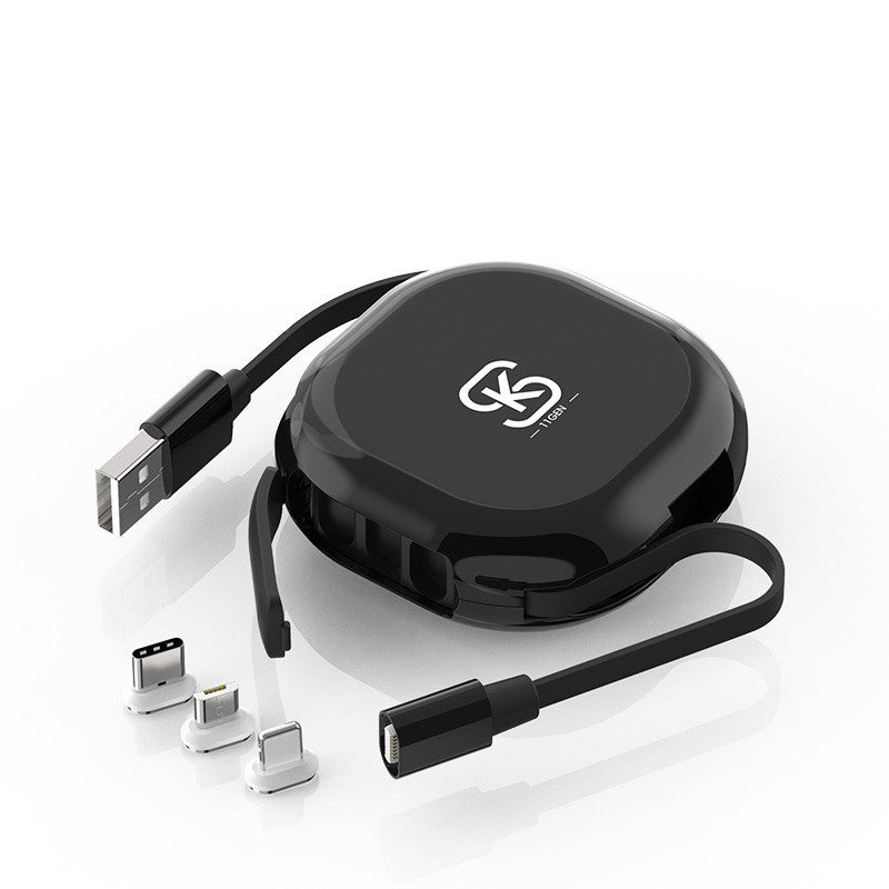 HKM-790867 Three-in-One Magnetic Telescopic Data Cable for Fast Charging and Data Transfer - Compatible with Android, Apple, and TYPE-C