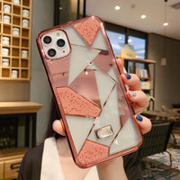 HKM-790931 Electroplated Luxury Shell Phone Case for Apple - Protective Back Cover in Black, Pink, Gold, White