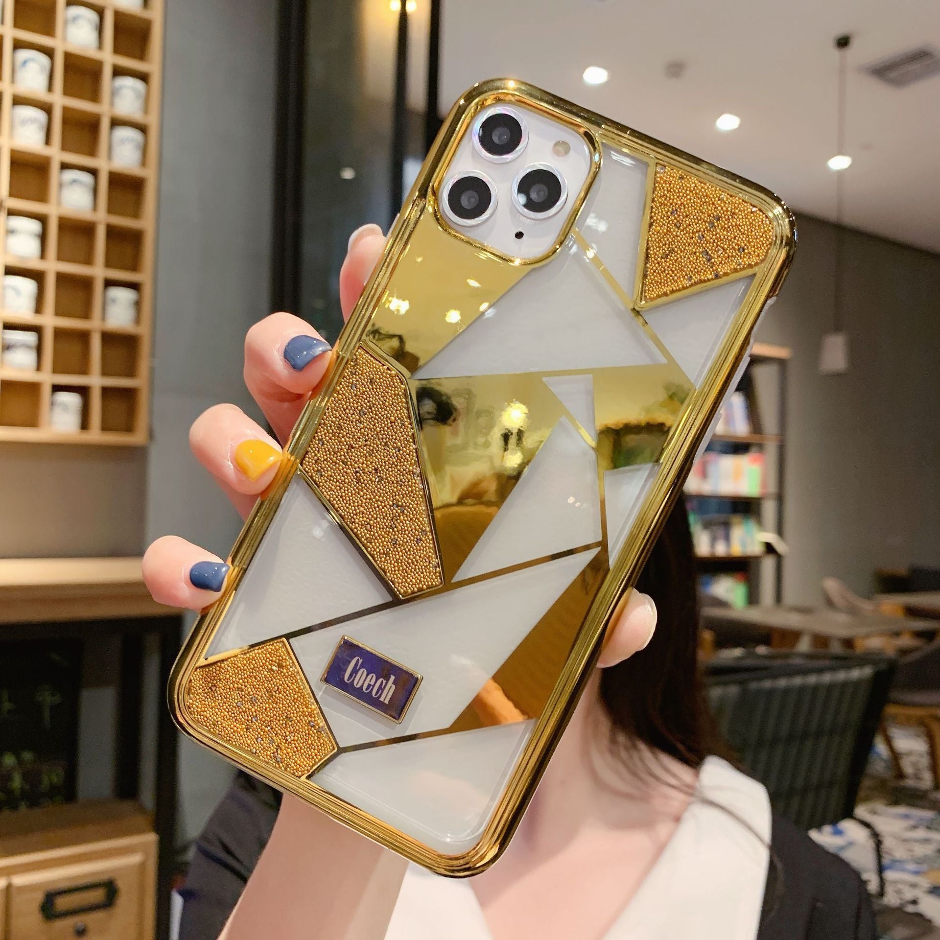HKM-790931 Electroplated Luxury Shell Phone Case for Apple - Protective Back Cover in Black, Pink, Gold, White