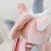 HKM-790931 Kawaii Pink Horse Plush Backpack for Kids - Soft Stuffed Toy with Versatile Design