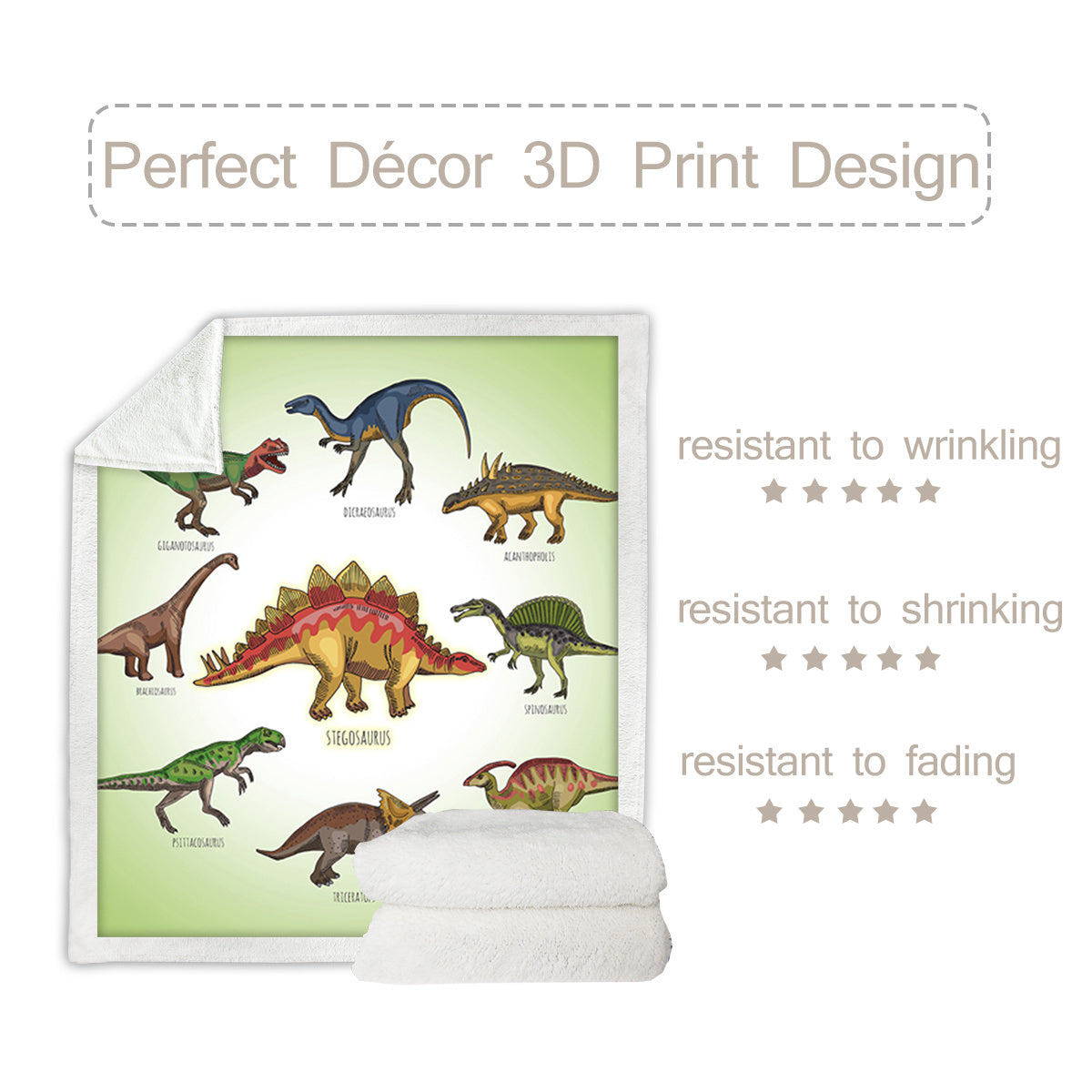 HKM-790995 Dinosaur Family Sherpa Fleece Throw Blanket - Soft, Warm, Breathable, 50x60 & 60x80, Perfect for All Seasons