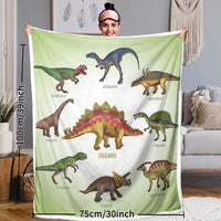 HKM-790995 Dinosaur Family Sherpa Fleece Throw Blanket - Soft, Warm, Breathable, 50x60 & 60x80, Perfect for All Seasons