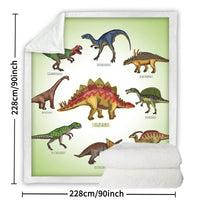 HKM-790995 Dinosaur Family Sherpa Fleece Throw Blanket - Soft, Warm, Breathable, 50x60 & 60x80, Perfect for All Seasons