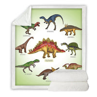 HKM-790995 Dinosaur Family Sherpa Fleece Throw Blanket - Soft, Warm, Breathable, 50x60 & 60x80, Perfect for All Seasons