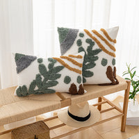 HKM-791059 Bohemian Style Tufted Geometric Pillowcase in Cotton and Linen Blend