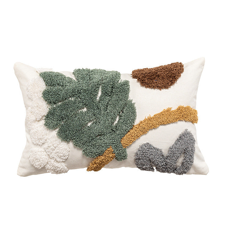 HKM-791059 Bohemian Style Tufted Geometric Pillowcase in Cotton and Linen Blend