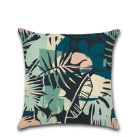 HKM-791123 Tropical Plant Abstract Pillowcase - Single Side Print on Dense Linen, 45cm x 45cm