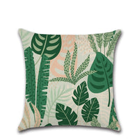 HKM-791123 Tropical Plant Abstract Pillowcase - Single Side Print on Dense Linen, 45cm x 45cm