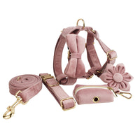HKM-791187 Light Purple Velvet Dog Collar with Matching Leash and Accessories Set