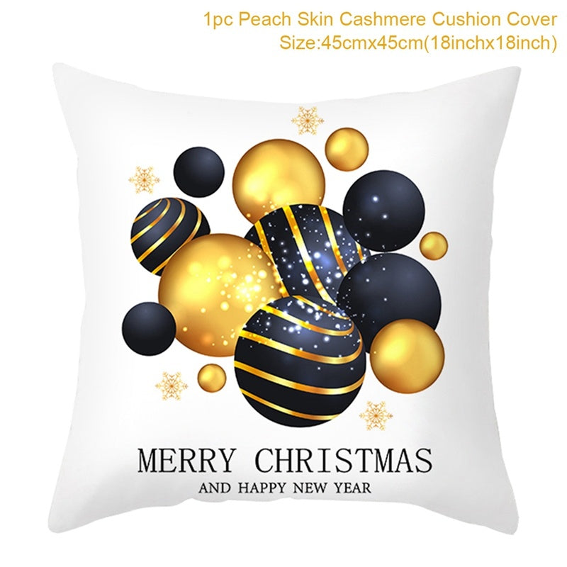 HKM-791379 Christmas Cartoon Series Throw Pillow Cushion Cover - 45x45cm Polyester Linen, Mixed Colors