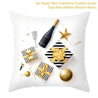 HKM-791379 Christmas Cartoon Series Throw Pillow Cushion Cover - 45x45cm Polyester Linen, Mixed Colors
