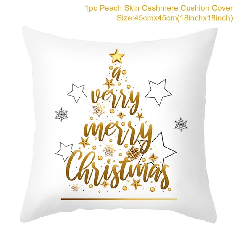 HKM-791379 Christmas Cartoon Series Throw Pillow Cushion Cover - 45x45cm Polyester Linen, Mixed Colors