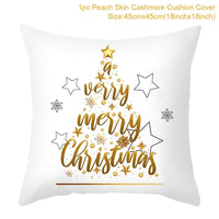 HKM-791379 Christmas Cartoon Series Throw Pillow Cushion Cover - 45x45cm Polyester Linen, Mixed Colors