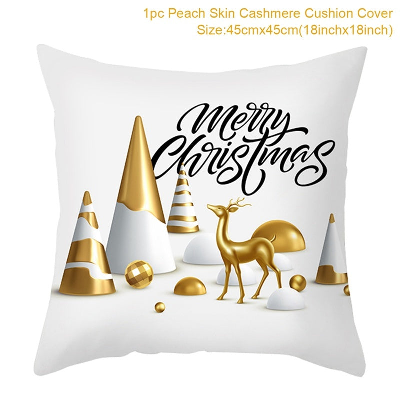 HKM-791379 Christmas Cartoon Series Throw Pillow Cushion Cover - 45x45cm Polyester Linen, Mixed Colors